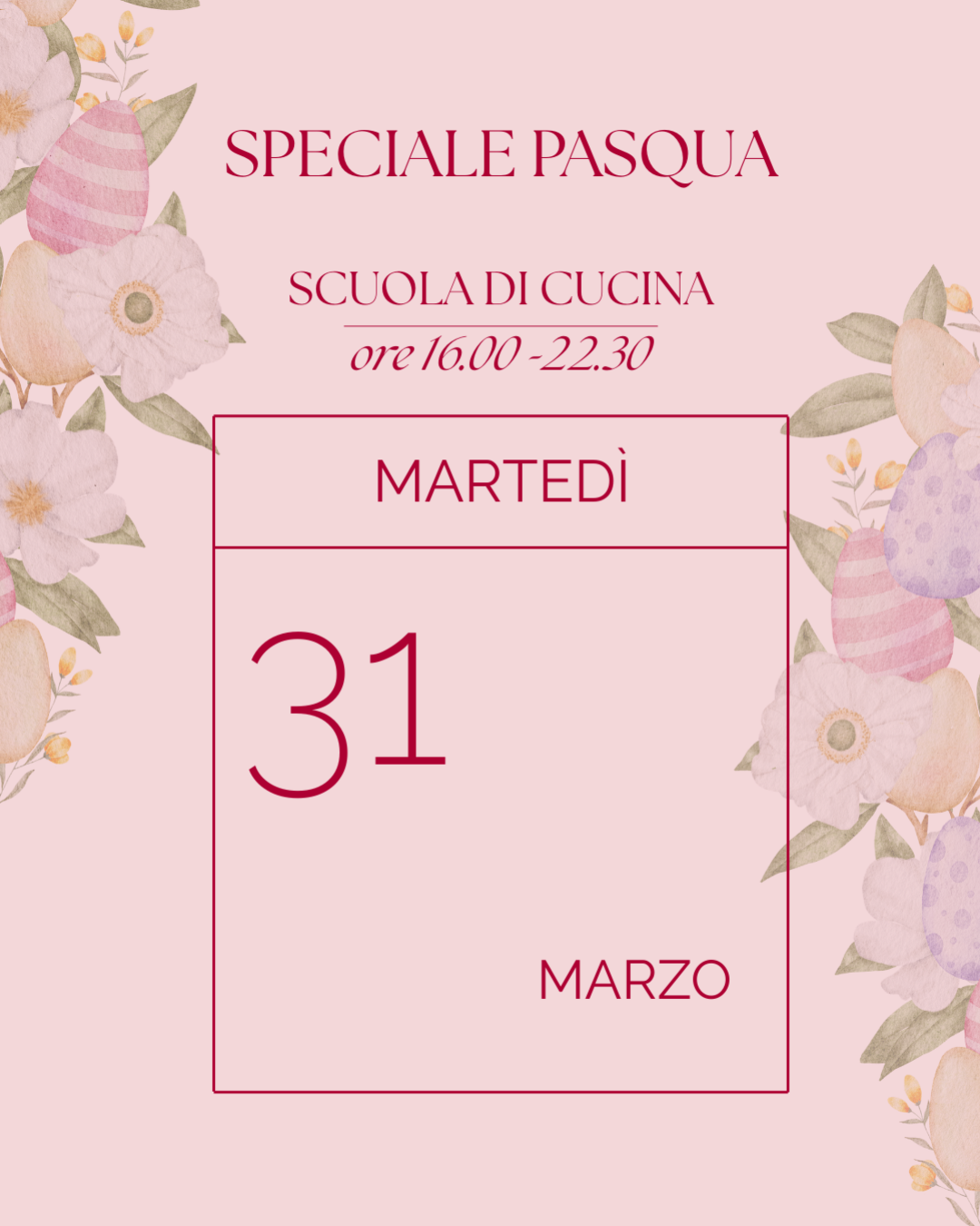 Martedì 31 Marzo - pomeriggio + cena